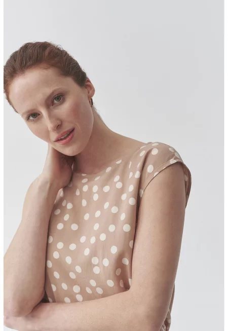 Блуза на точки - Бял/Прашно розово