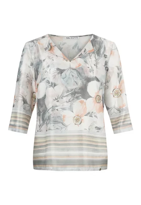 Блуза с флорален принт и V-образно деколте