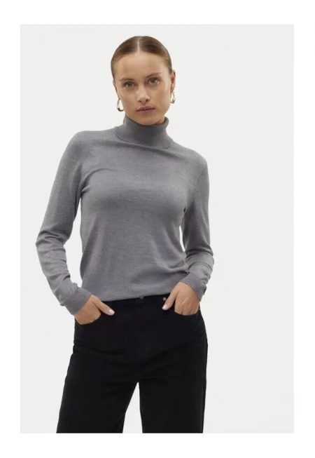 Блуза  с ирисово деколте 10320450 Сива - с прилепнал крой - вискоза