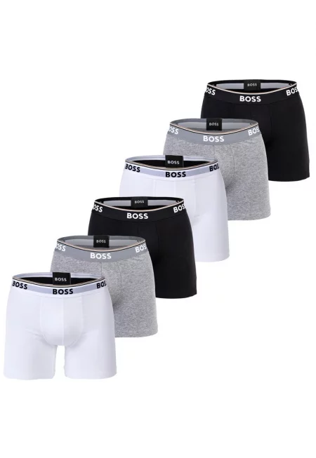 Боксерки с лого - 6 чифта - Бял/Черен/Сив