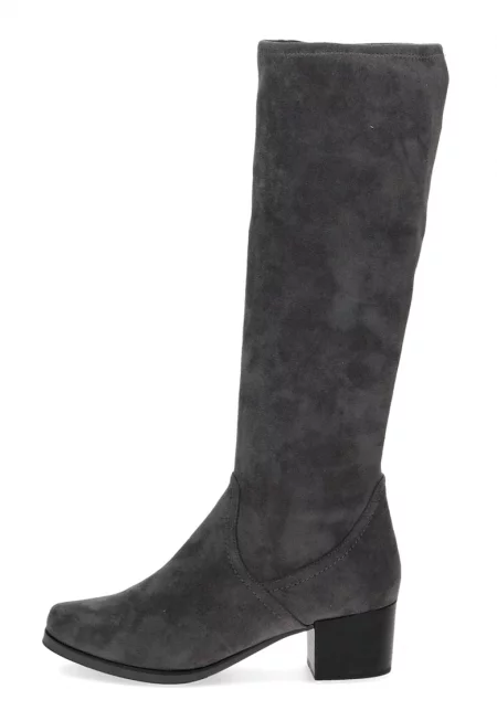 Ботуши до коляното с масивен с ток - Tъмносив