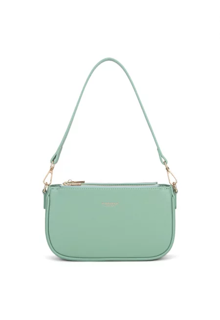 Чанта от еко кожа с отделяща се презрамка - Зелен