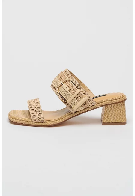 Чехли Ebels с масивен ток - Златист/Бежов