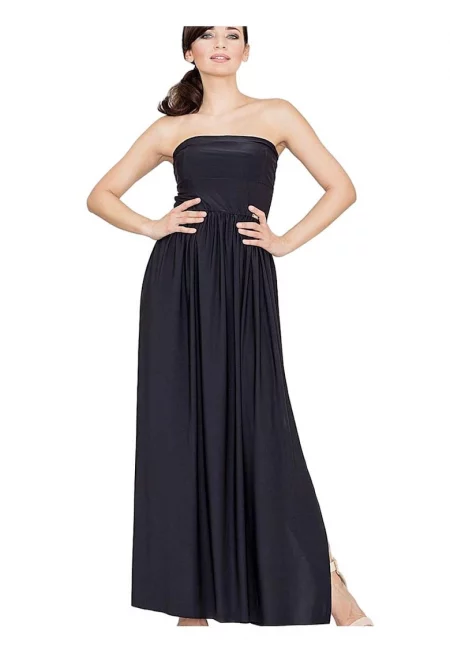 Дълга рокля - Ленитиф - Полиестер/Еластан - Черна