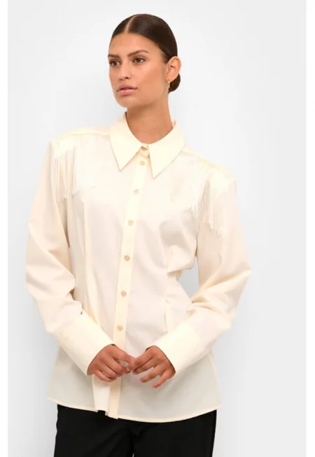 Дамска риза -  303554231 - Полиестер/Вискоза - Бежов - Бежов