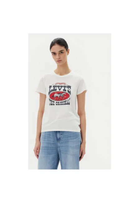 Дамска тениска  размер S - 17369-3022 - памук - бял - Бял