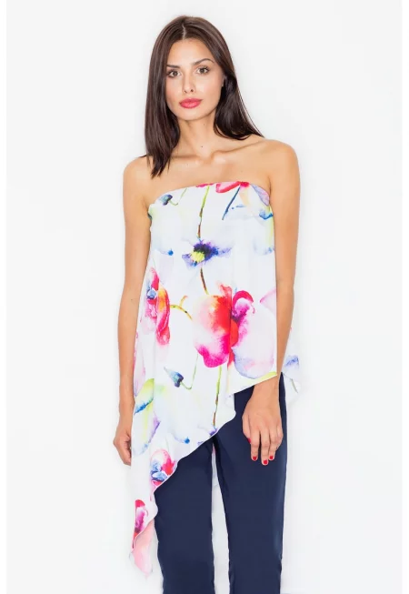 Гащеризон -  асиметричен - флорален - тъмносин - полиестер