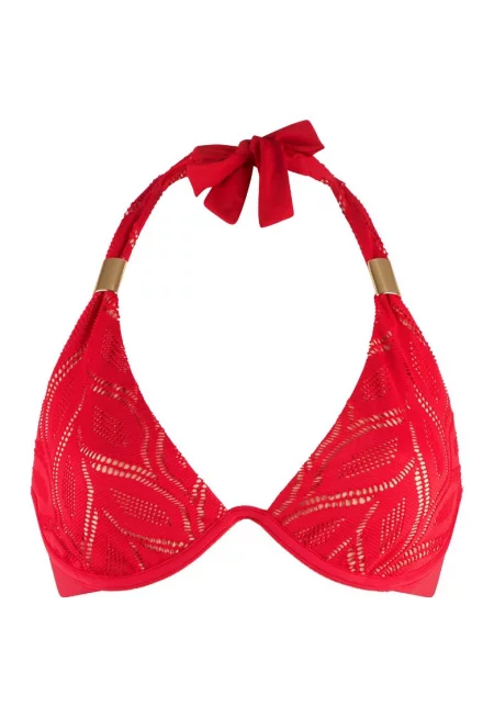 Горен бански без банели и с изрязани зони - Червен