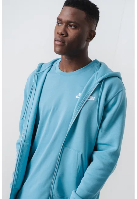 Худи Club с цип и лого - Тюркоаз