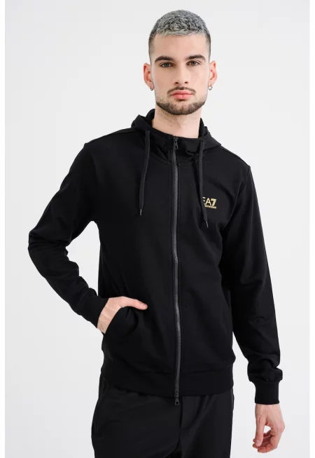 Худи с цип и странични джобове - Черен/Избеляло черно