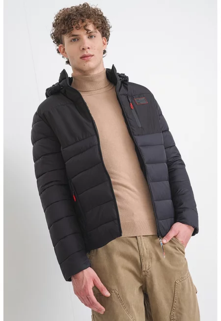 Капитонирано яке Batilo с качулка - Черен