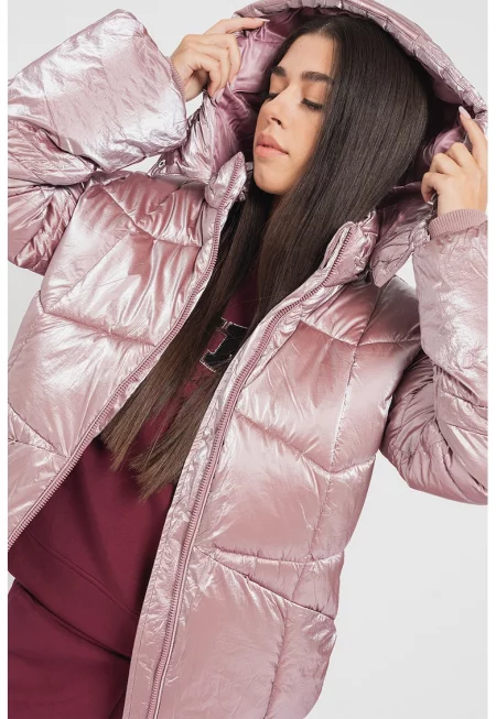 Капитонирано зимно яке с вата - Прашно розово