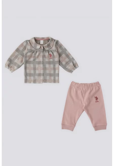 Карирана блуза и спортен панталон - Сив/Розово