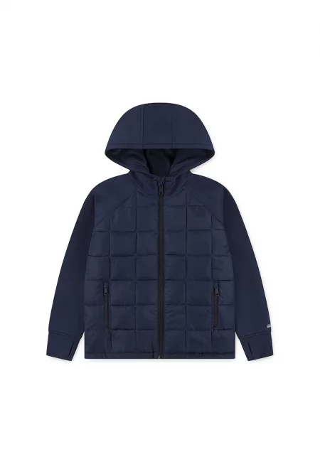 Карирано яке с цепки за палците - Тъмносин