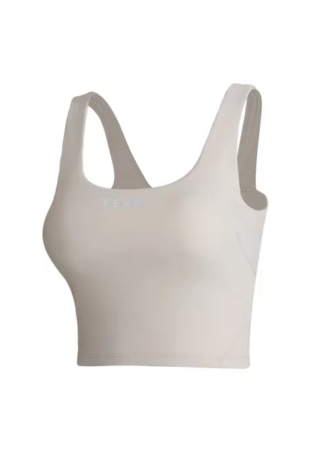 Къс топ с отделящи се подплънки - Бежов