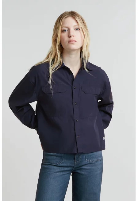 Къса риза от модал - Тъмносин