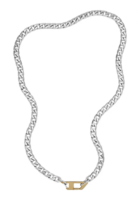 Колие тип верижка с висулка с лого - Сребрист