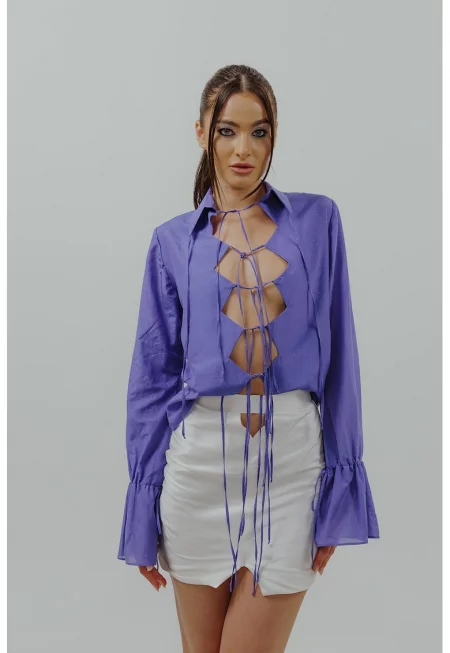 Копринена риза с отвори опред - Виолетов