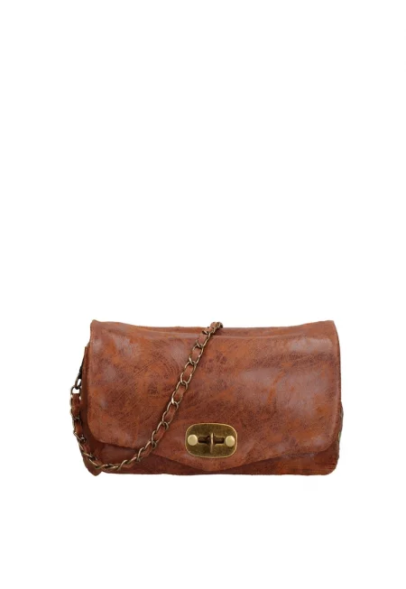 Кожена чанта през рамо Floralia с метално закопчаване