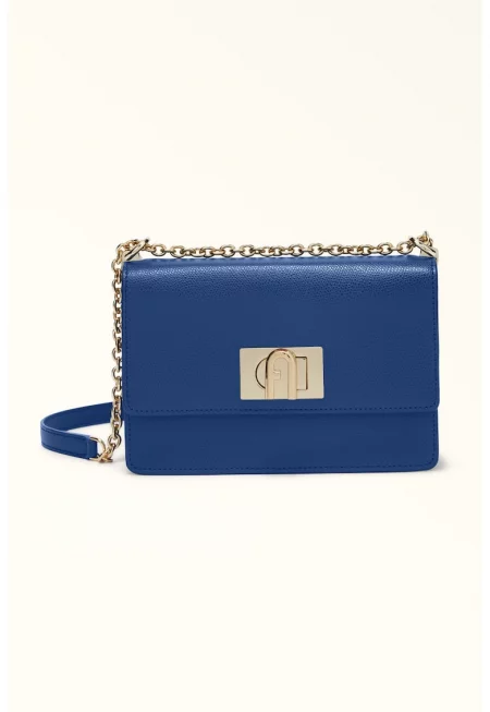 Кожена чанта през рамо с презрамка-верижка с протектор за рамото