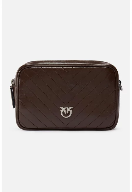 Кожена чанта с 2 отделения - Тъмнокафяв