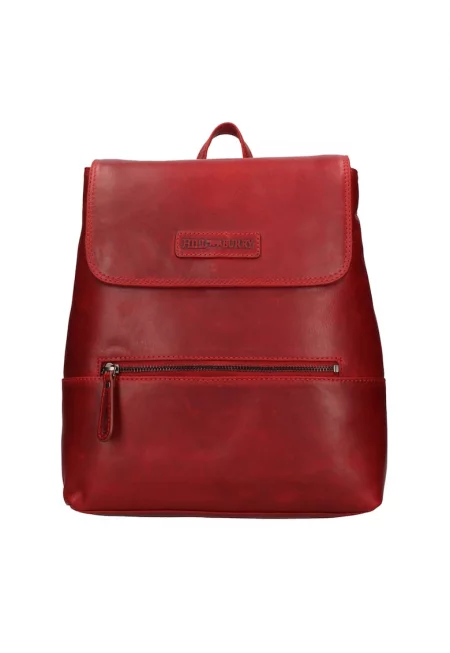 Кожена раница с регулируеми презрамки - Червен