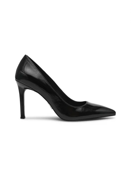 Кожени обувки с ток стилето - Черен