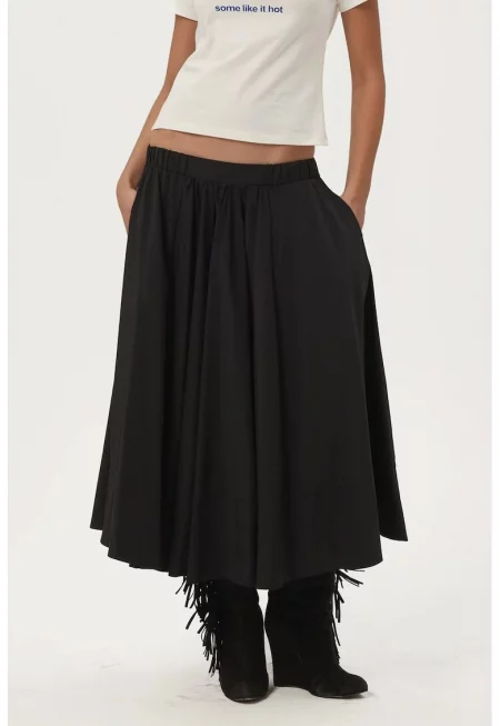 Макси пола за жени -  текстил - черна