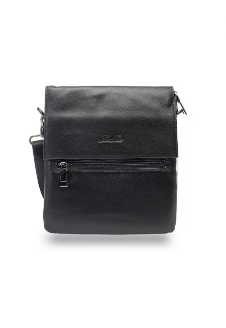 Мъжка чанта от естествена кожа - черна - Track