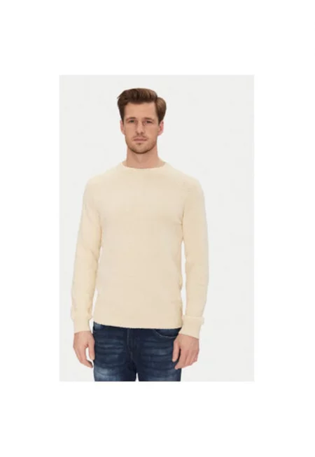 Мъжки пуловер  20717701 - памук - бежов - Бежов