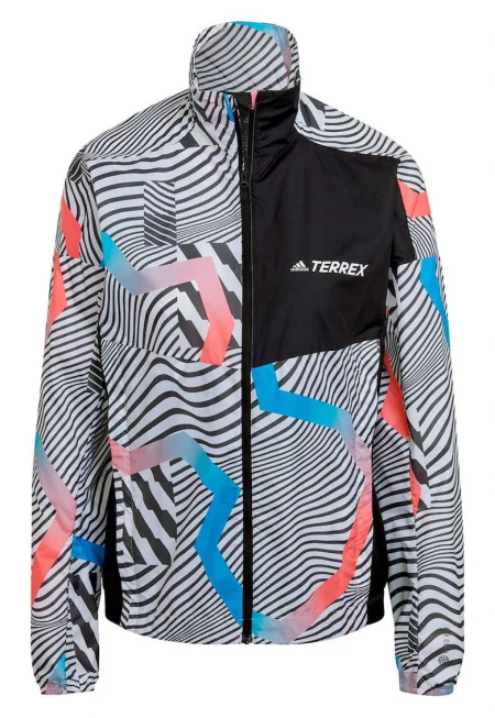 Мъжко яке -  Terrex Trail Running - водоустойчиво - черно многоцветно - полиестер -