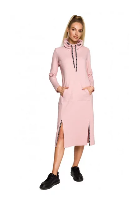 Миди рокля с лого райе - розово - памук - Розово