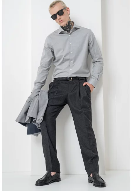 Официален вълнен панталон с ръб - Избеляло черно