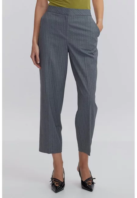 Официално капри с вълна - Светло сив