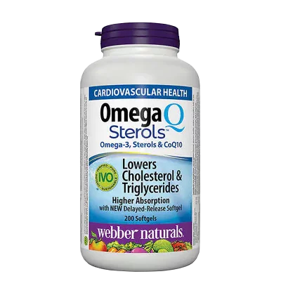 Oмега-3, растителни стероли и коензим Q10 - Omega Q Sterols, 200 софтгел капсули