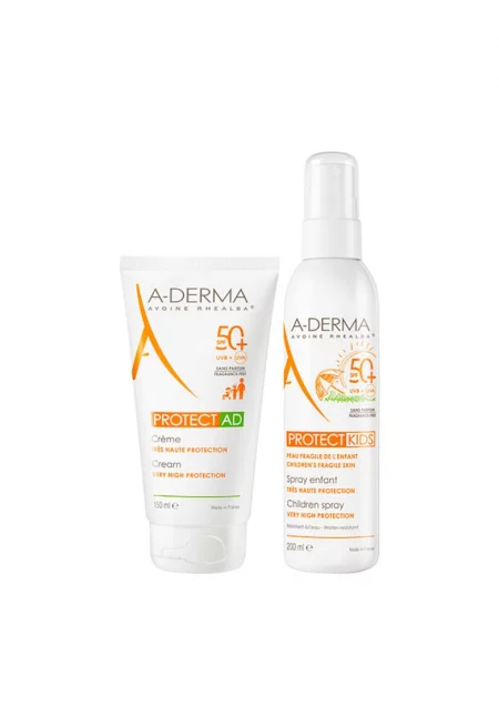 Пакет  Protect – слънцезащитен крем Protect AD SPF 50+ - 150 мл + слънцезащитен спрей Protect Kids SPF 50+ - 200 мл