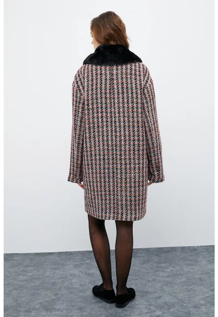 Палто от туид с еко пух