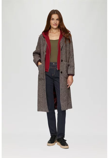 Палто с копчета - Черен/Кафяв