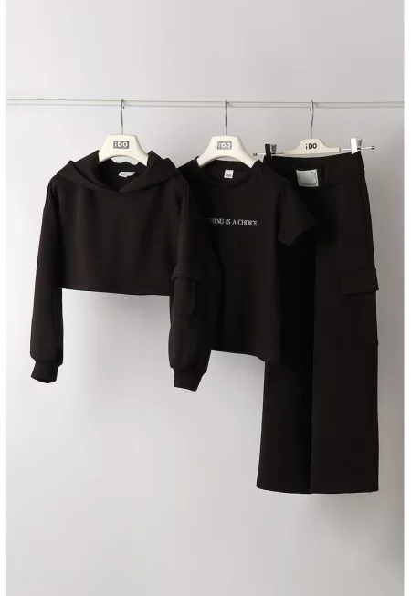 Памучна тениска - худи и спортен панталон - 3 части