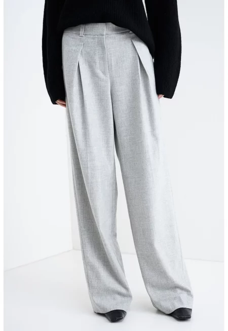 Панталон Taflong с вълна с басти - Светло сив