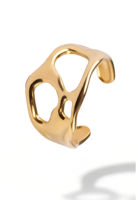 Пръстен от неръждаема стомана с покритие от 18K злато