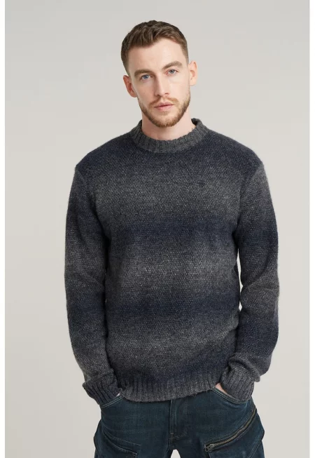 Пуловер с райе - Tъмносив/Тъмносин