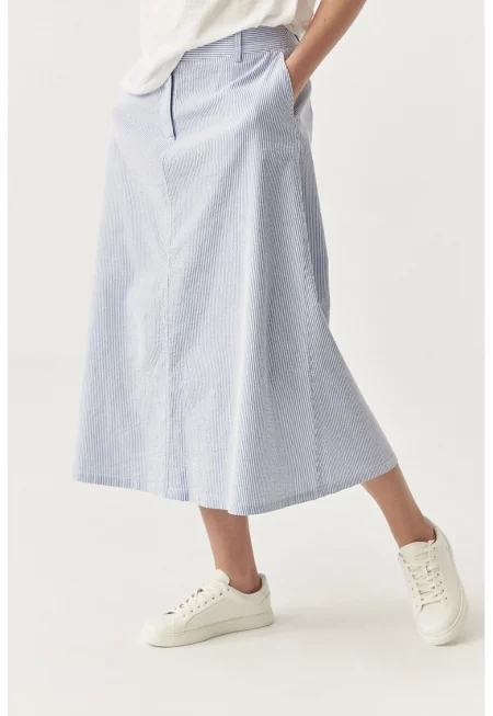 Разкроена миди пола - Бял/Светлосин