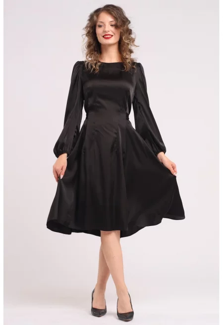 Разкроена сатинирана миди рокля