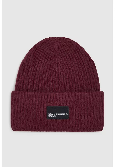 Рипсена шапка с вълна - Бордо