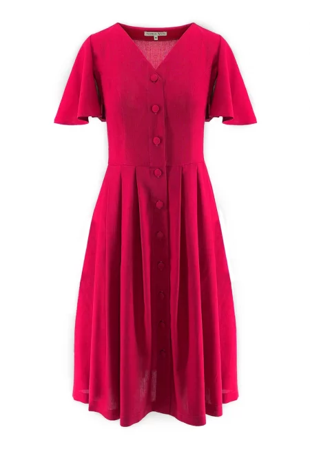 Рокля с лен и шпиц - Малина