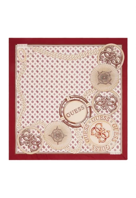 Шал с лого - Бежов/Тъмночервен