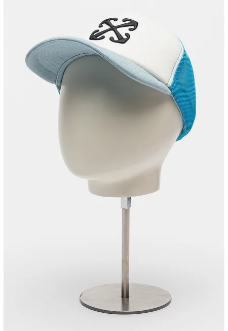 Шапка с лого - Бял/Небесносин