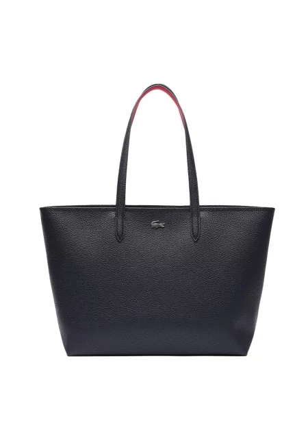 Шопинг чанта Anna Petit от еко кожа с релеф - Тъмносин