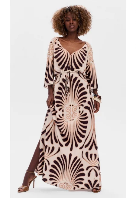 синя сянка - Рокля с графичен модел Фрида